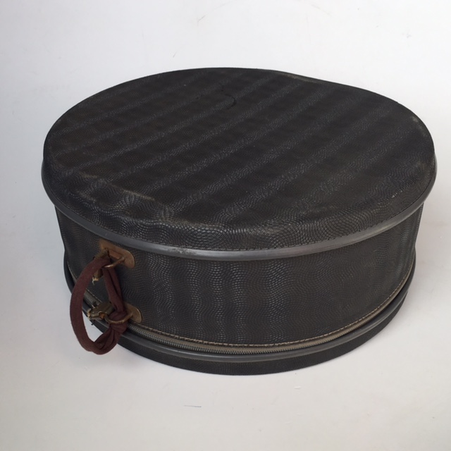 HAT BOX, Blue Ripple (Broken Handle) - 1950s